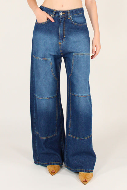 Washed Western Barrel Jeans