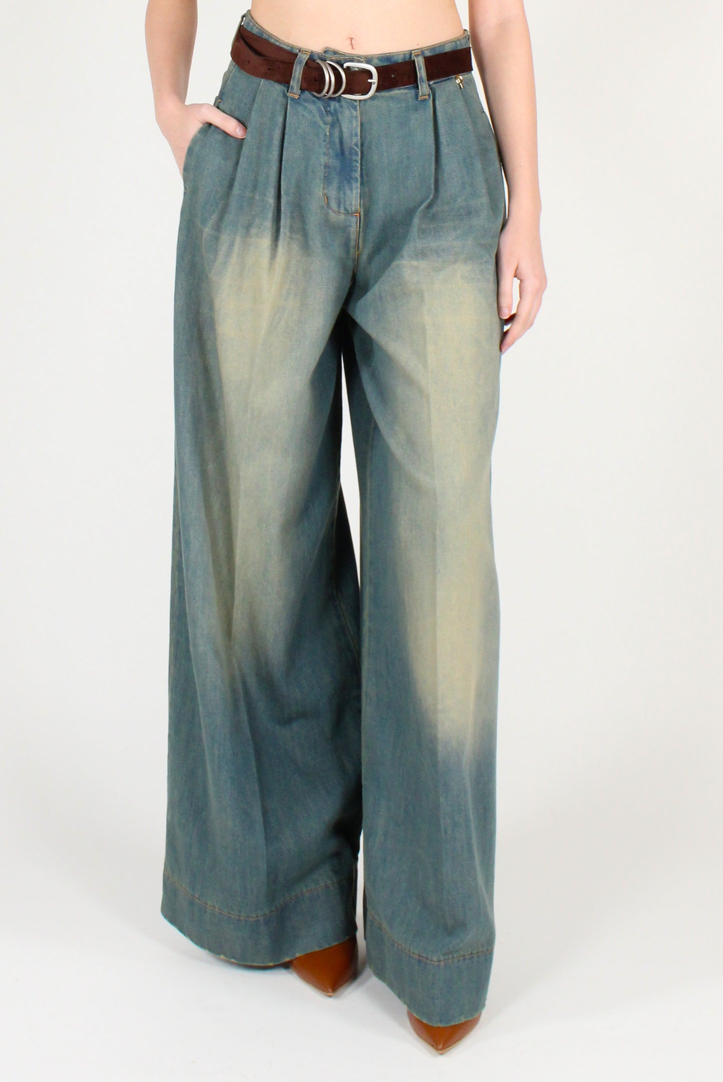 Jeans Délavé con Pinces