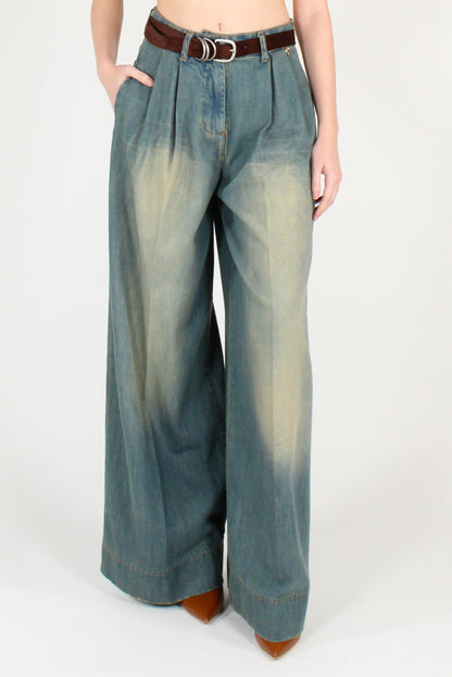 Jeans Délavé con Pinces