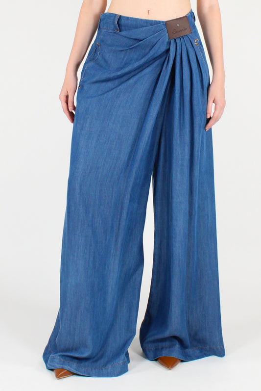 Jeans Drappeggiati in Lyocell
