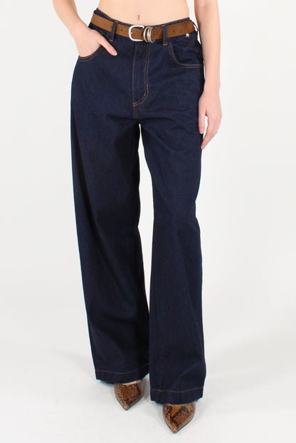 Jeans Lavaggio Scuro con Cintura