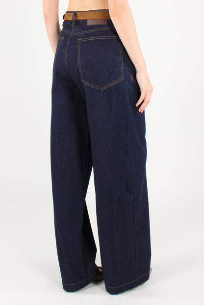 Jeans Lavaggio Scuro con Cintura