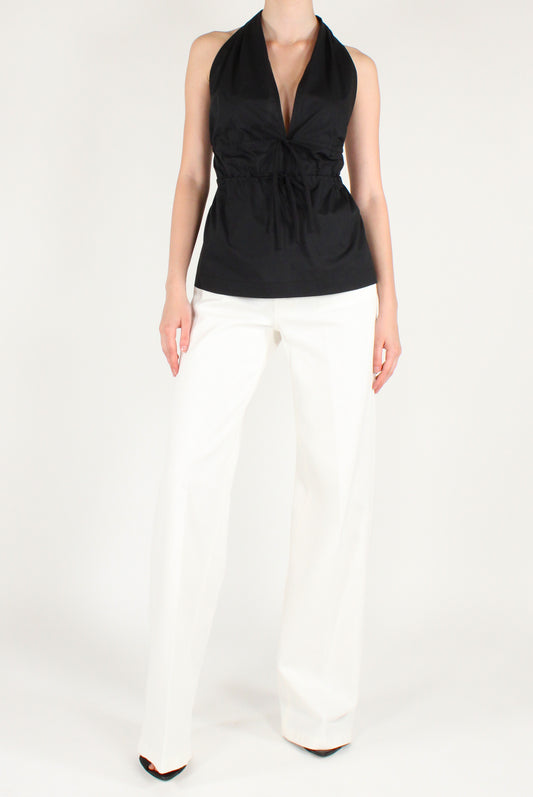 Jeans a Palazzo in Cotone Bianco