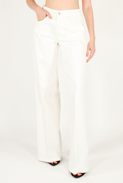 Jeans a Palazzo in Cotone Bianco