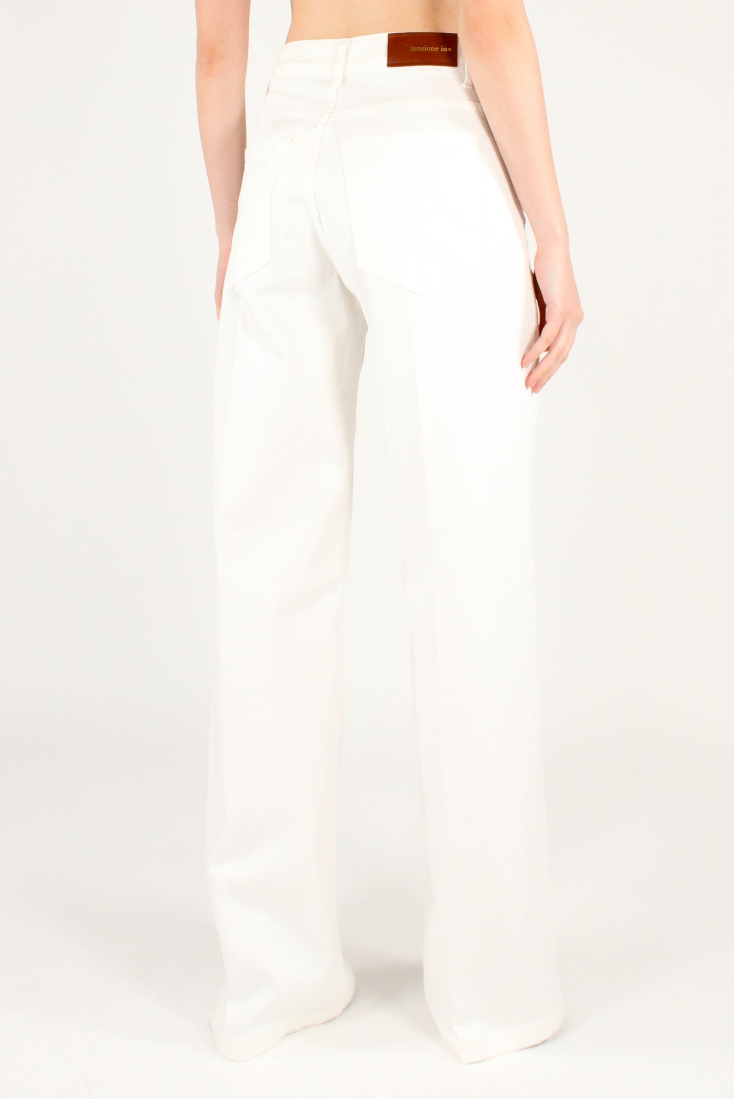 Jeans a Palazzo in Cotone Bianco