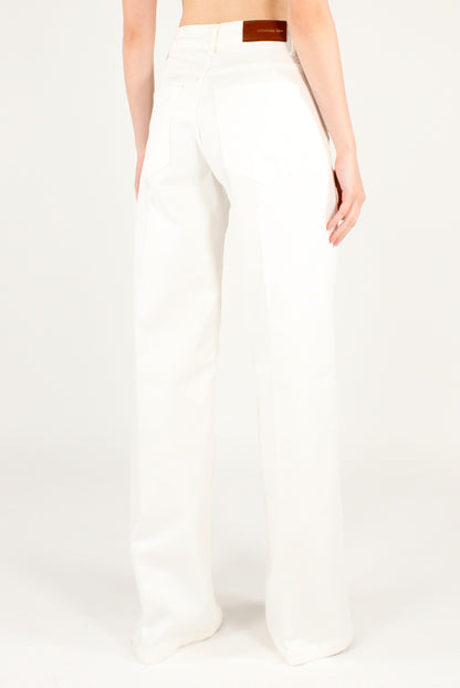 Jeans a Palazzo in Cotone Bianco