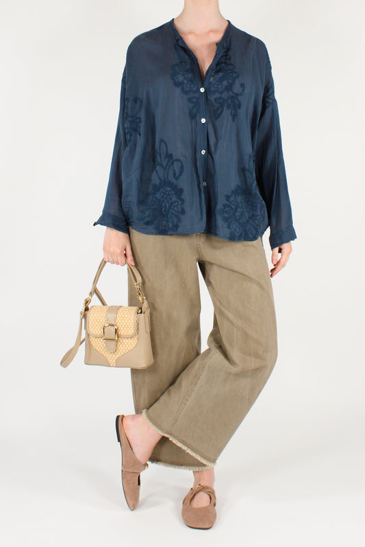 Pantaloni in Denim Orlo Sfrangiato