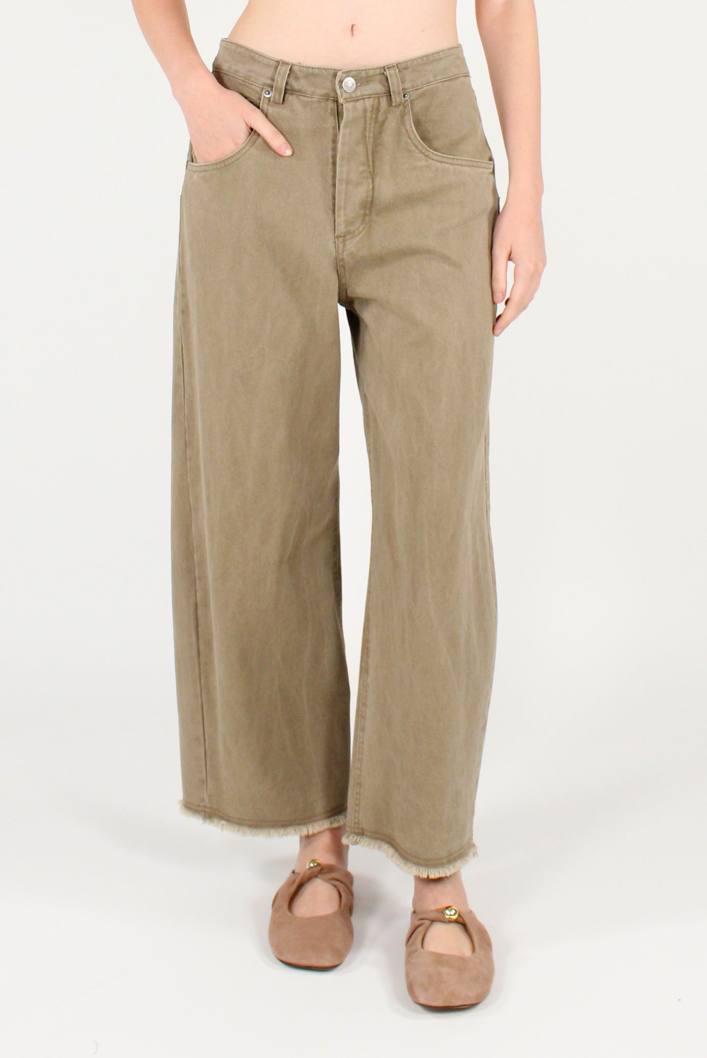 Pantaloni in Denim Orlo Sfrangiato