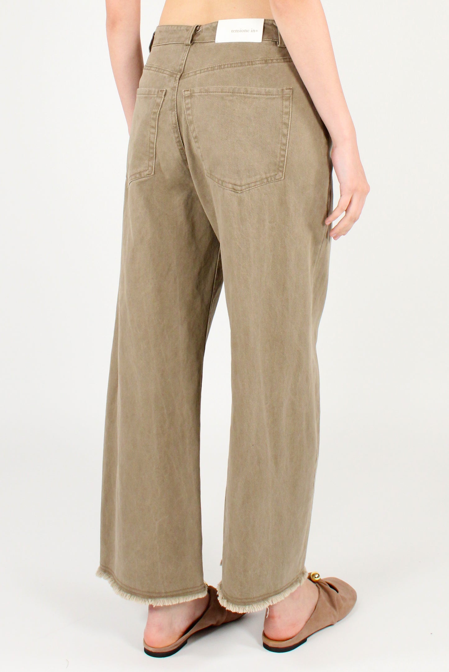 Pantaloni in Denim Orlo Sfrangiato