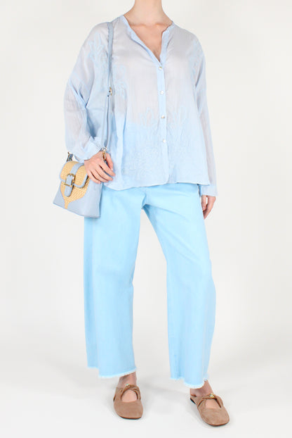 Pantaloni in Denim Orlo Sfrangiato