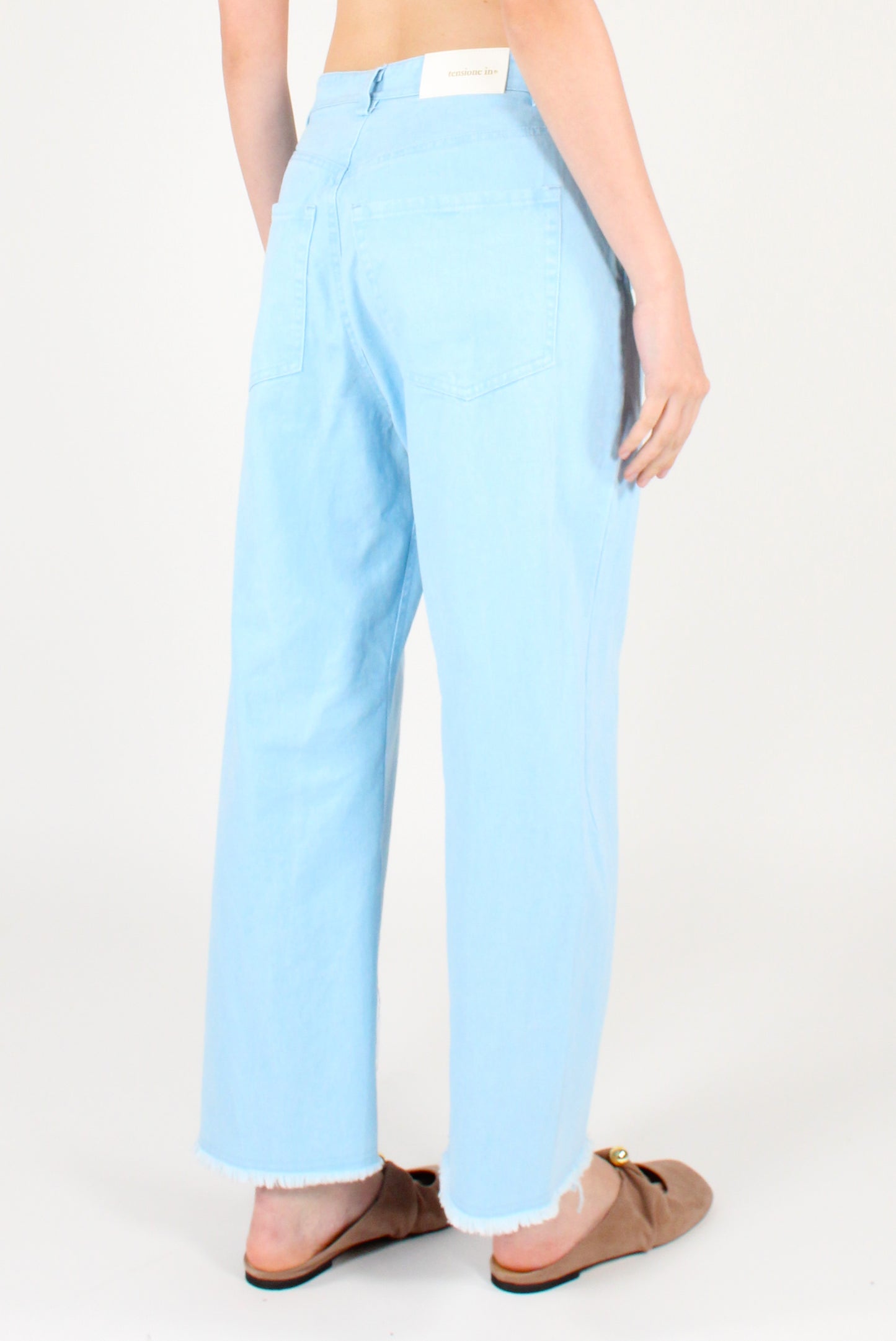 Pantaloni in Denim Orlo Sfrangiato