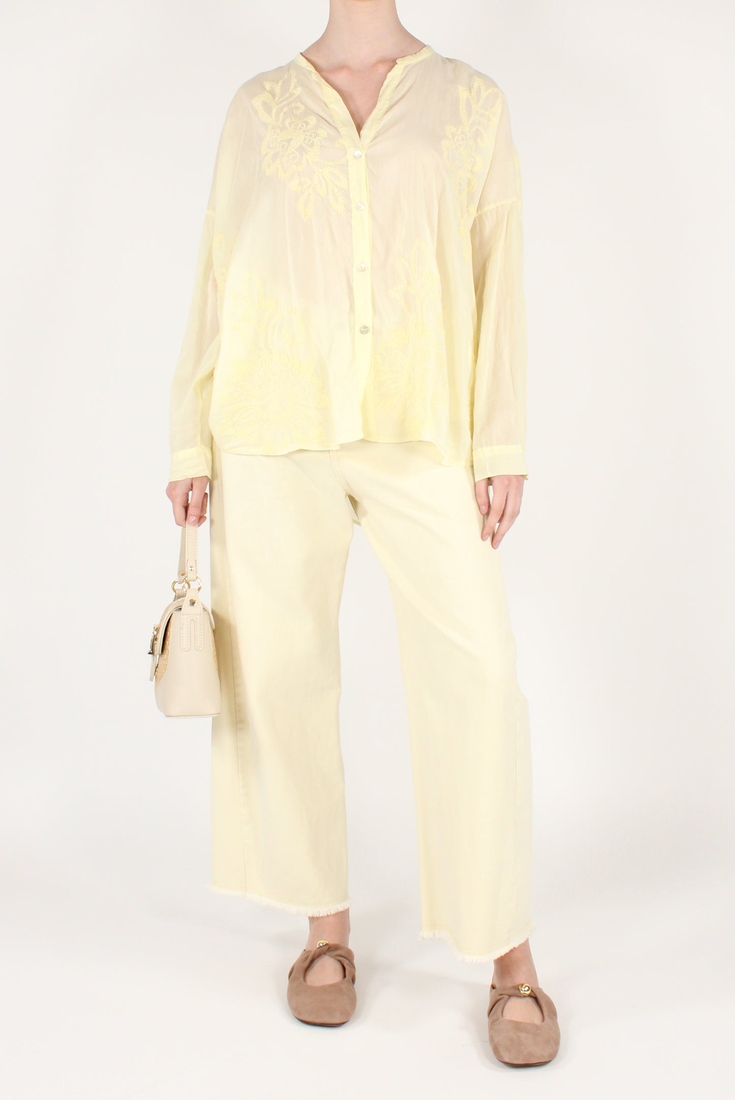 Pantaloni in Denim Orlo Sfrangiato