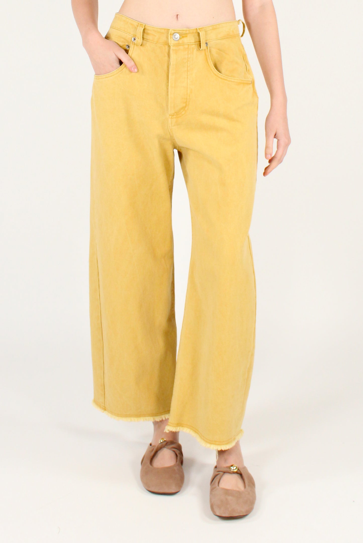 Pantaloni in Denim Orlo Sfrangiato