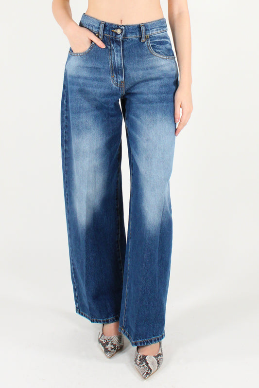 Jeans Gamba Dritta Ampia alla Caviglia