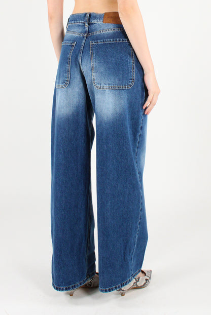 Jeans Gamba Dritta Ampia alla Caviglia
