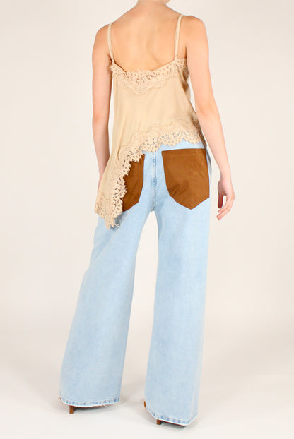 Jeans Slouchy Tasche in Ecopelle