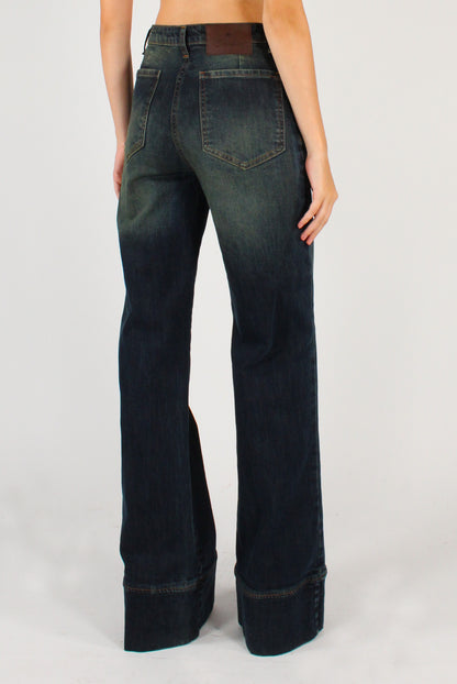 Jeans Svasati con Tasche Applicate