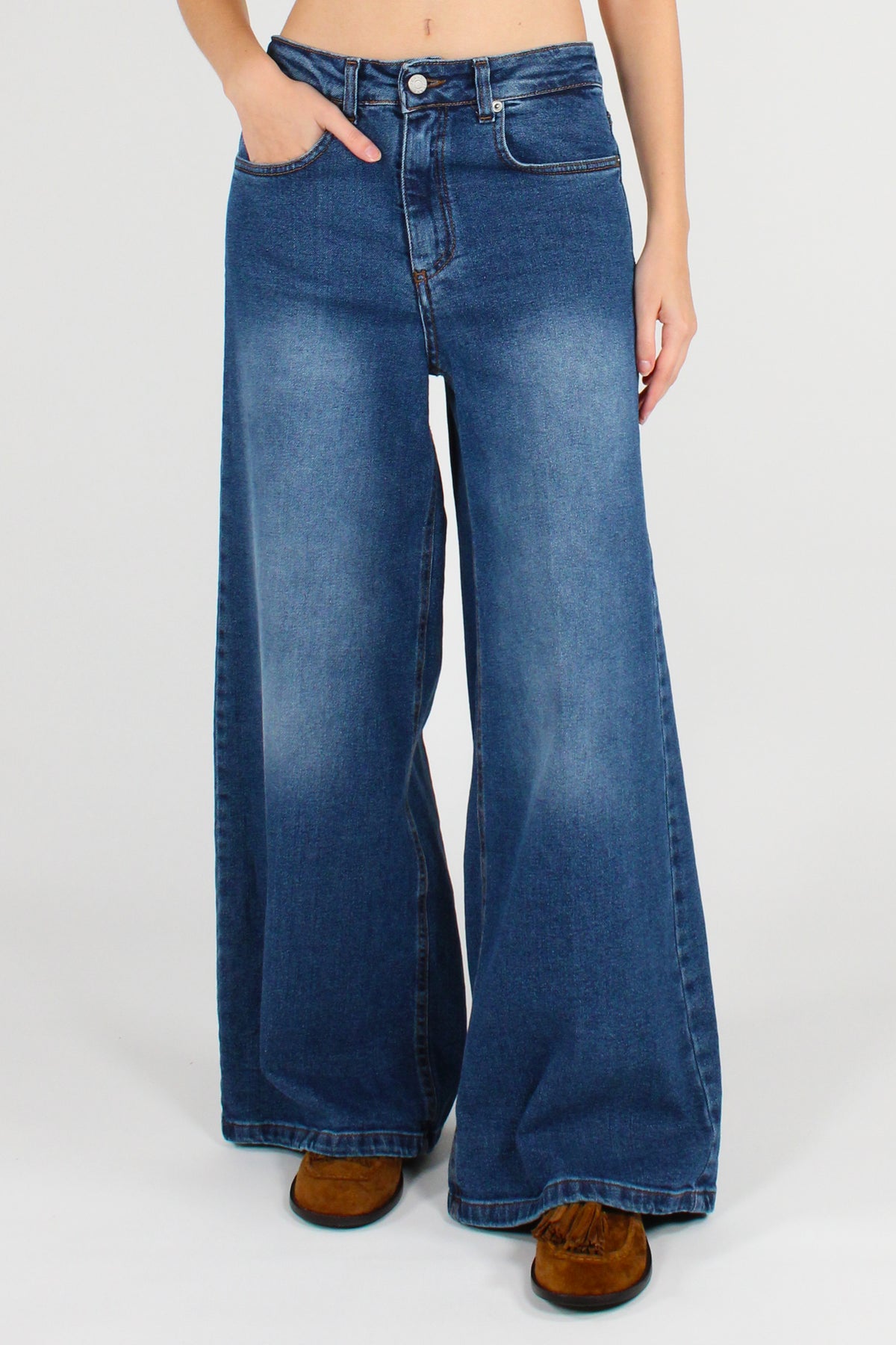 Jeans Vita Bassa Effetto Slavato
