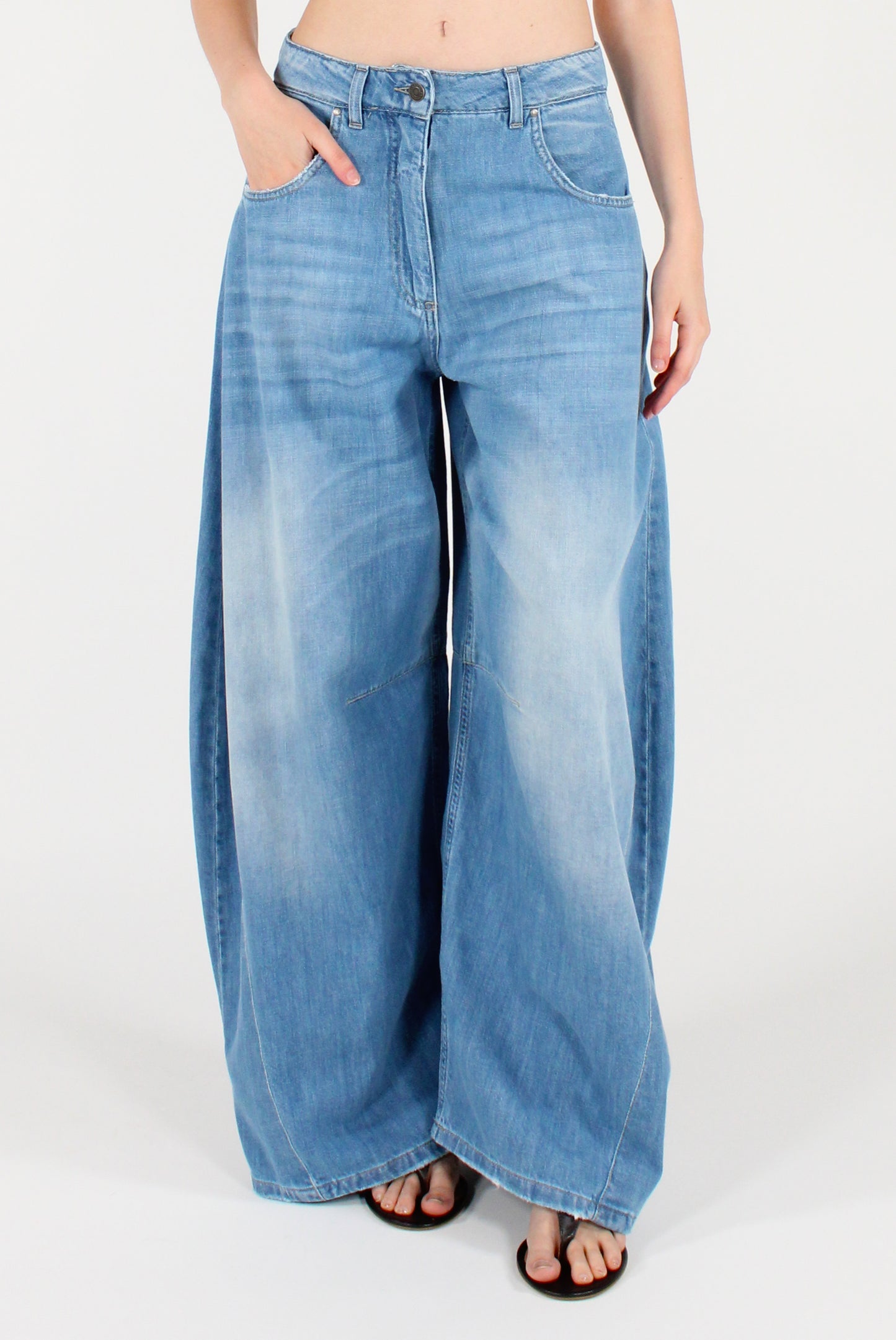 Jeans Barrel Louvre Cotone Slavato