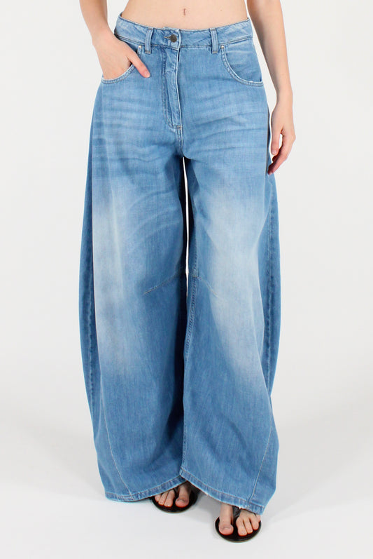 Jeans Barrel Louvre Cotone Slavato
