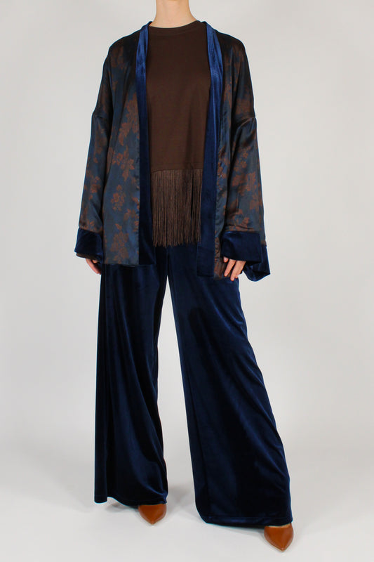 Giacca Kimono Aperta Stampa Botanica