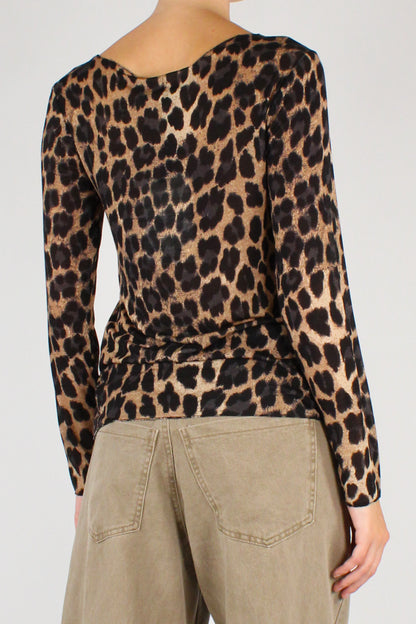 Maglia Stampa Animalier Misto Cachemire