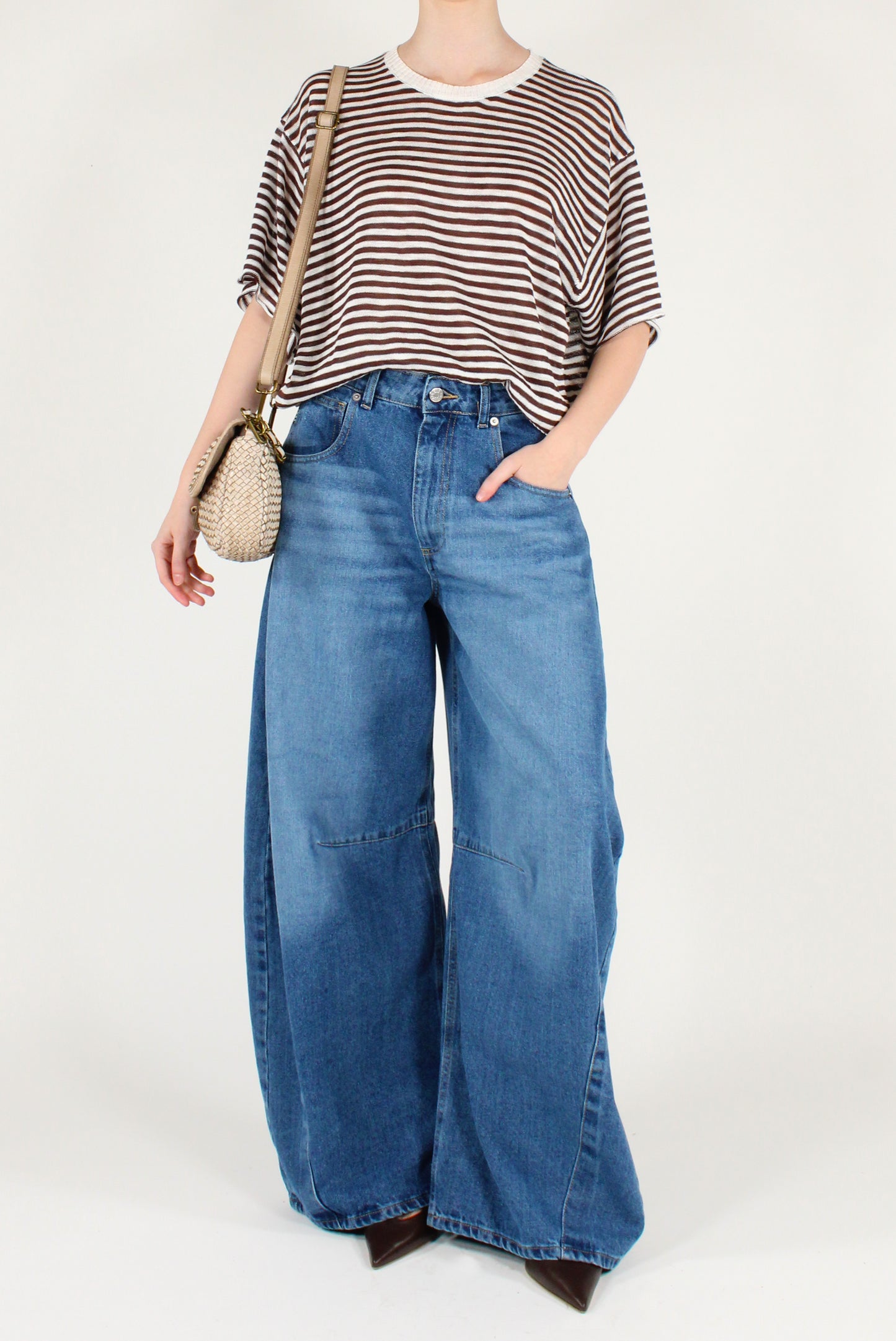 Maglia Over a Righe Misto Viscosa