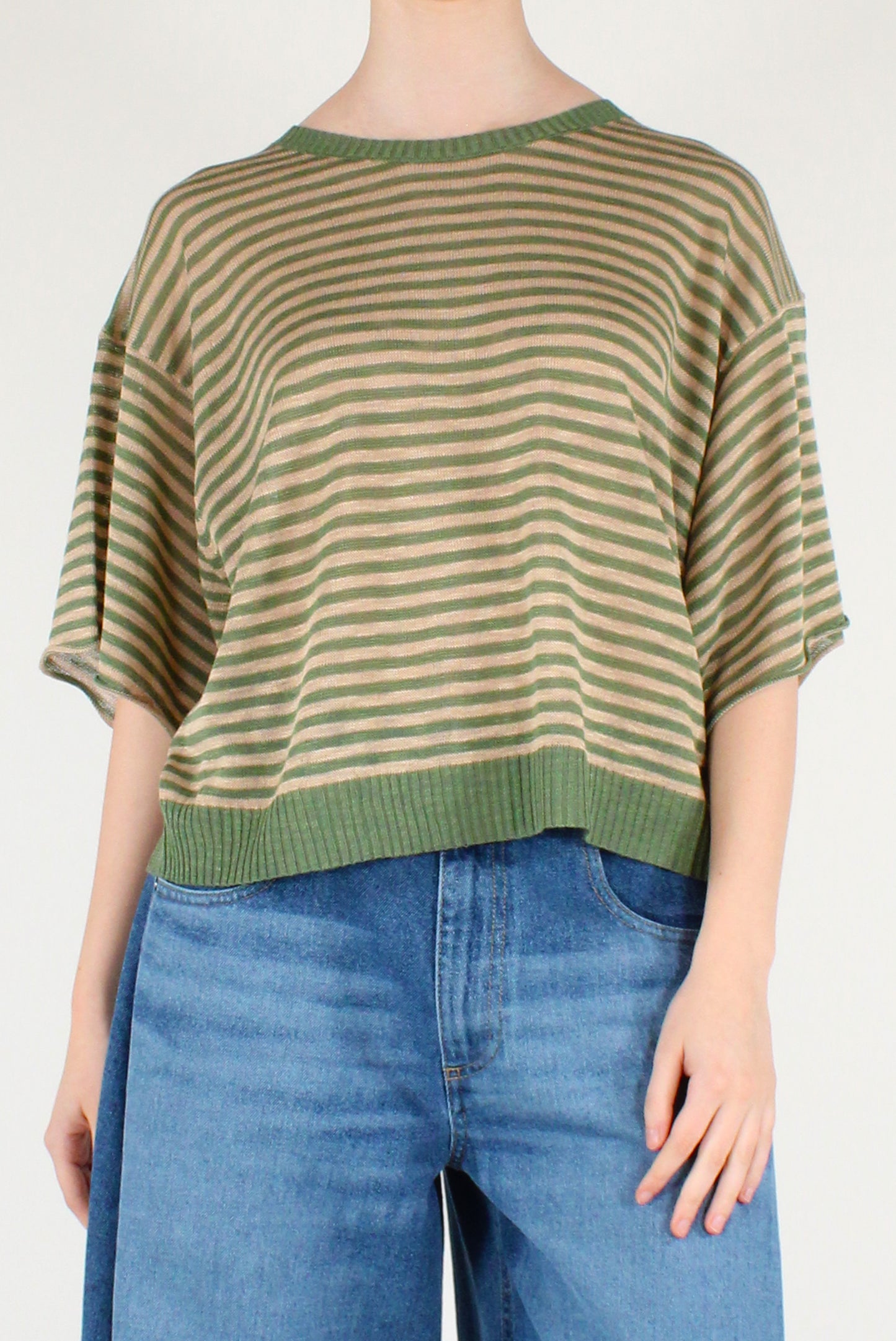 Maglia Over a Righe Misto Viscosa