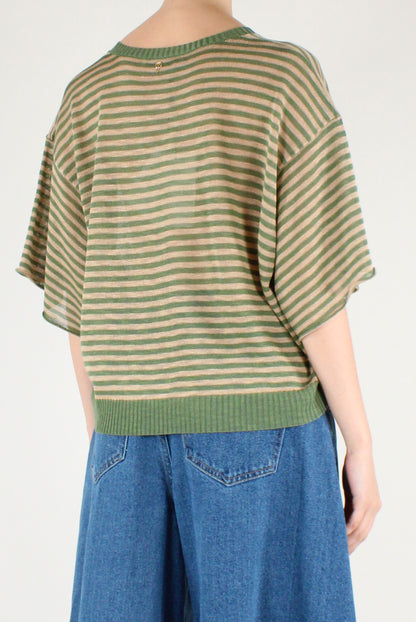 Maglia Over a Righe Misto Viscosa