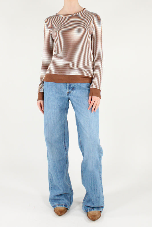 Maglietta a Righe in Viscosa Elasticizzata