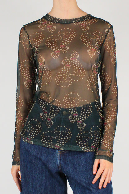 Maglia in Tulle Stampa Pantera