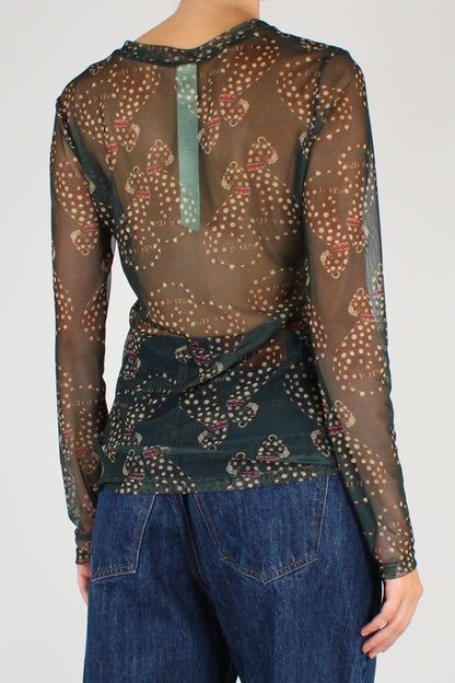 Maglia in Tulle Stampa Pantera