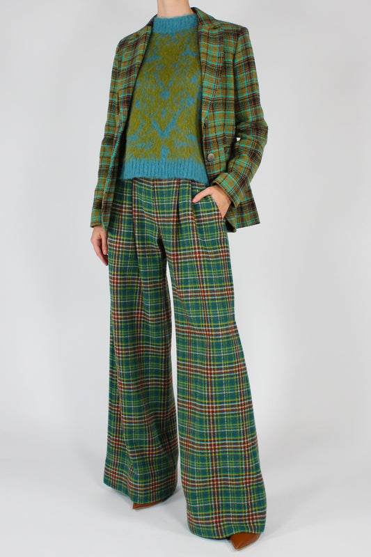 Pantaloni Stampa Tartan Verde