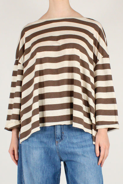 Oversized Striped Long-Sleeve T-Shirt