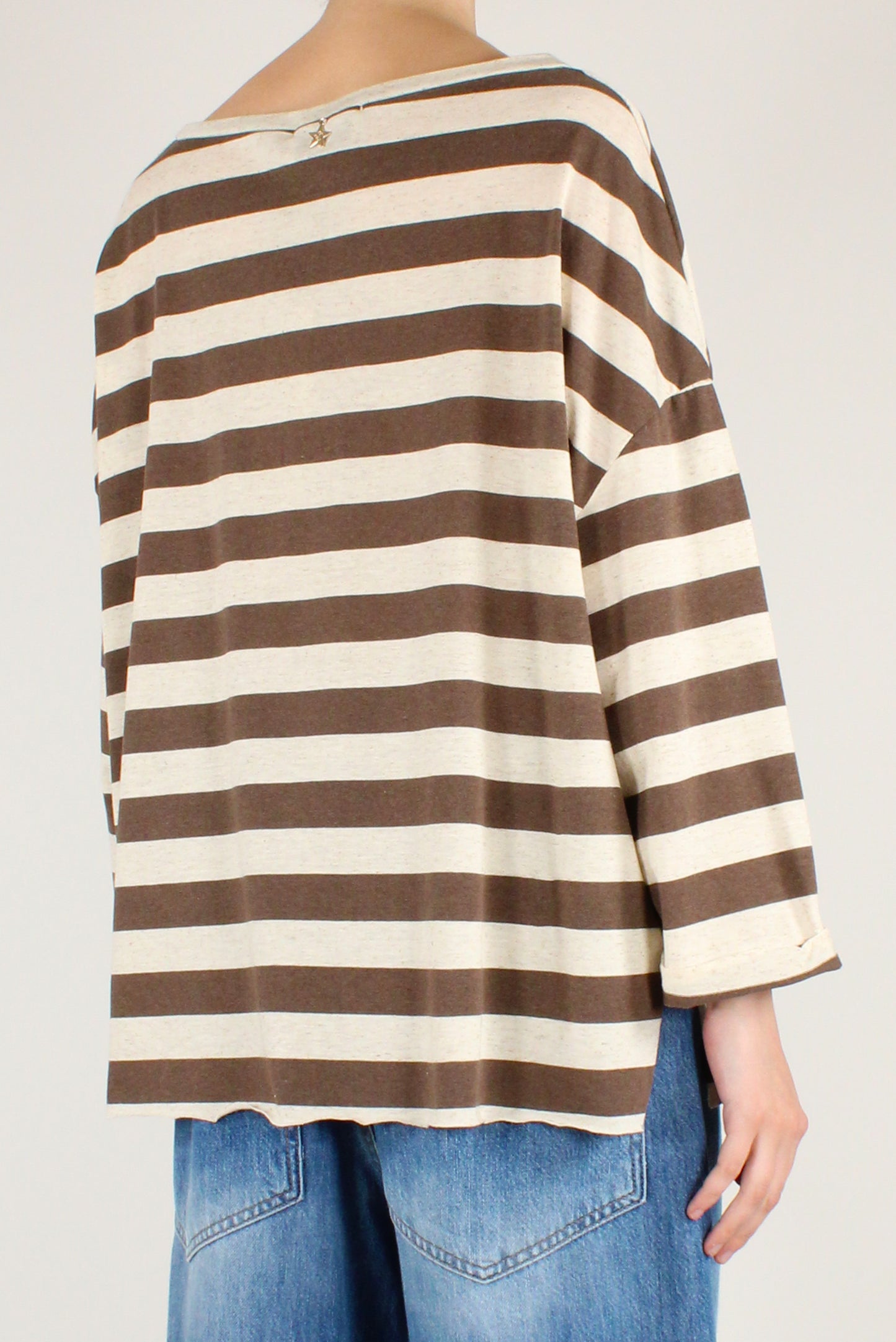 Oversized Striped Long-Sleeve T-Shirt