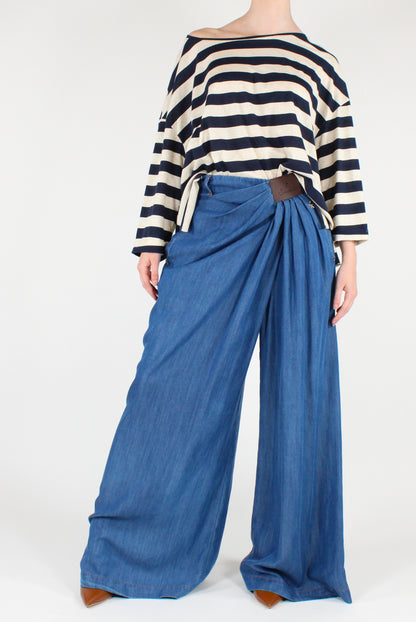 Oversized Striped Long-Sleeve T-Shirt