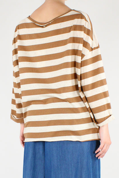 Oversized Striped Long-Sleeve T-Shirt