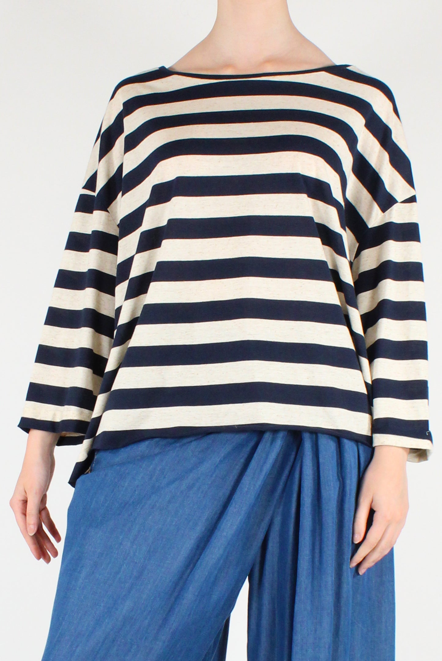 Oversized Striped Long-Sleeve T-Shirt