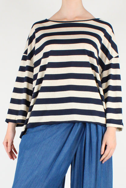 Oversized Striped Long-Sleeve T-Shirt