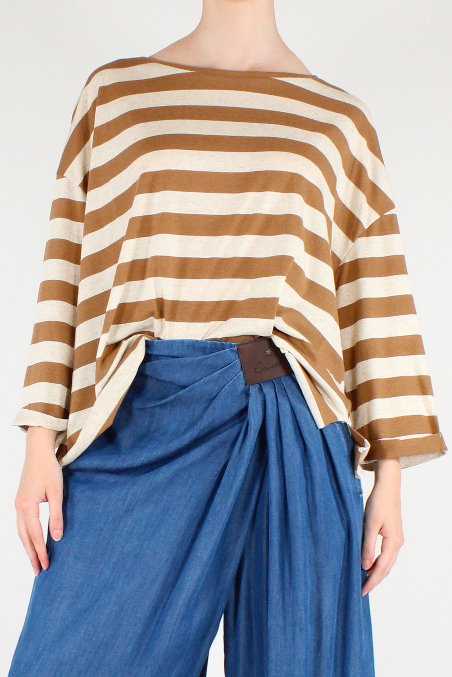 Oversized Striped Long-Sleeve T-Shirt