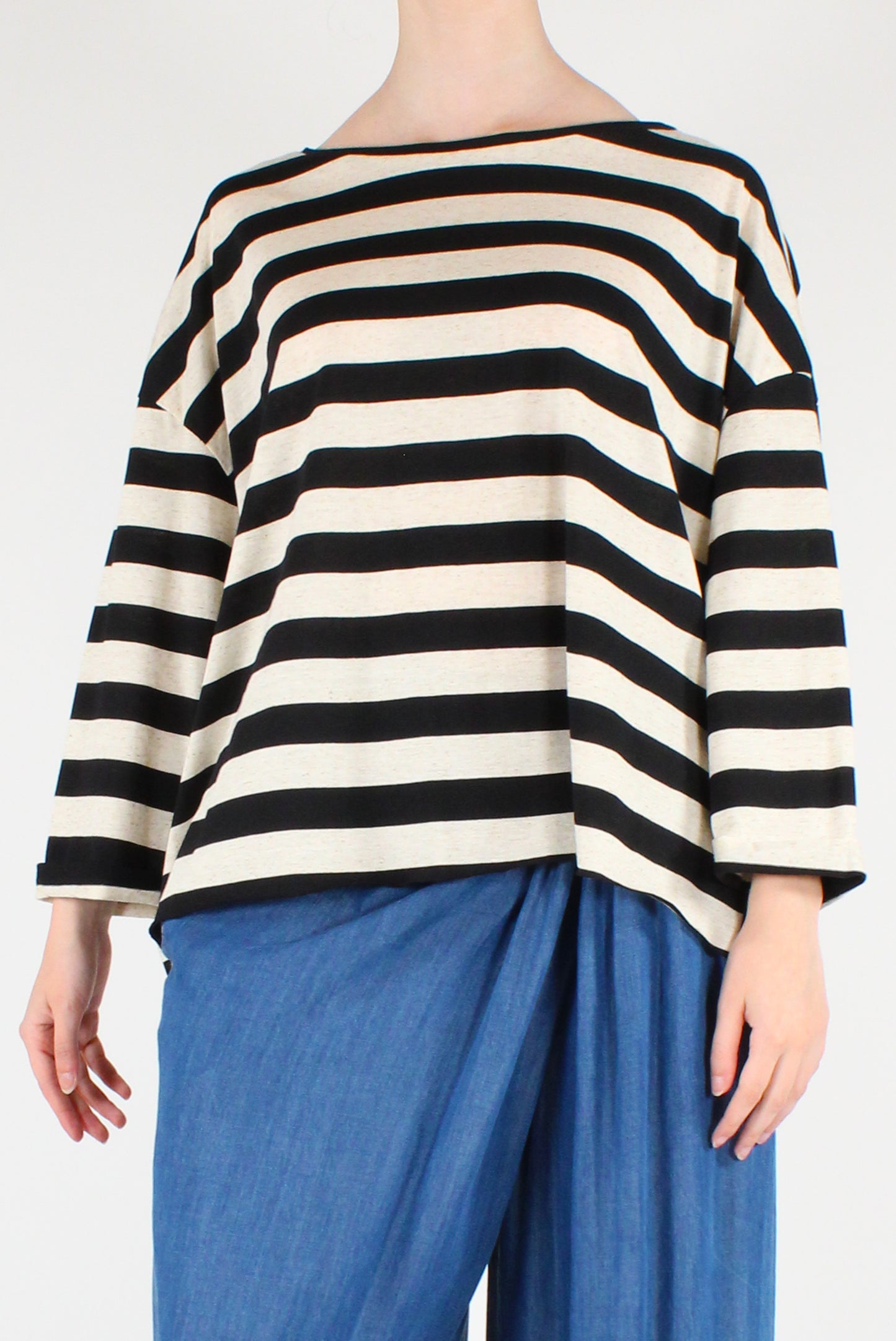 Oversized Striped Long-Sleeve T-Shirt