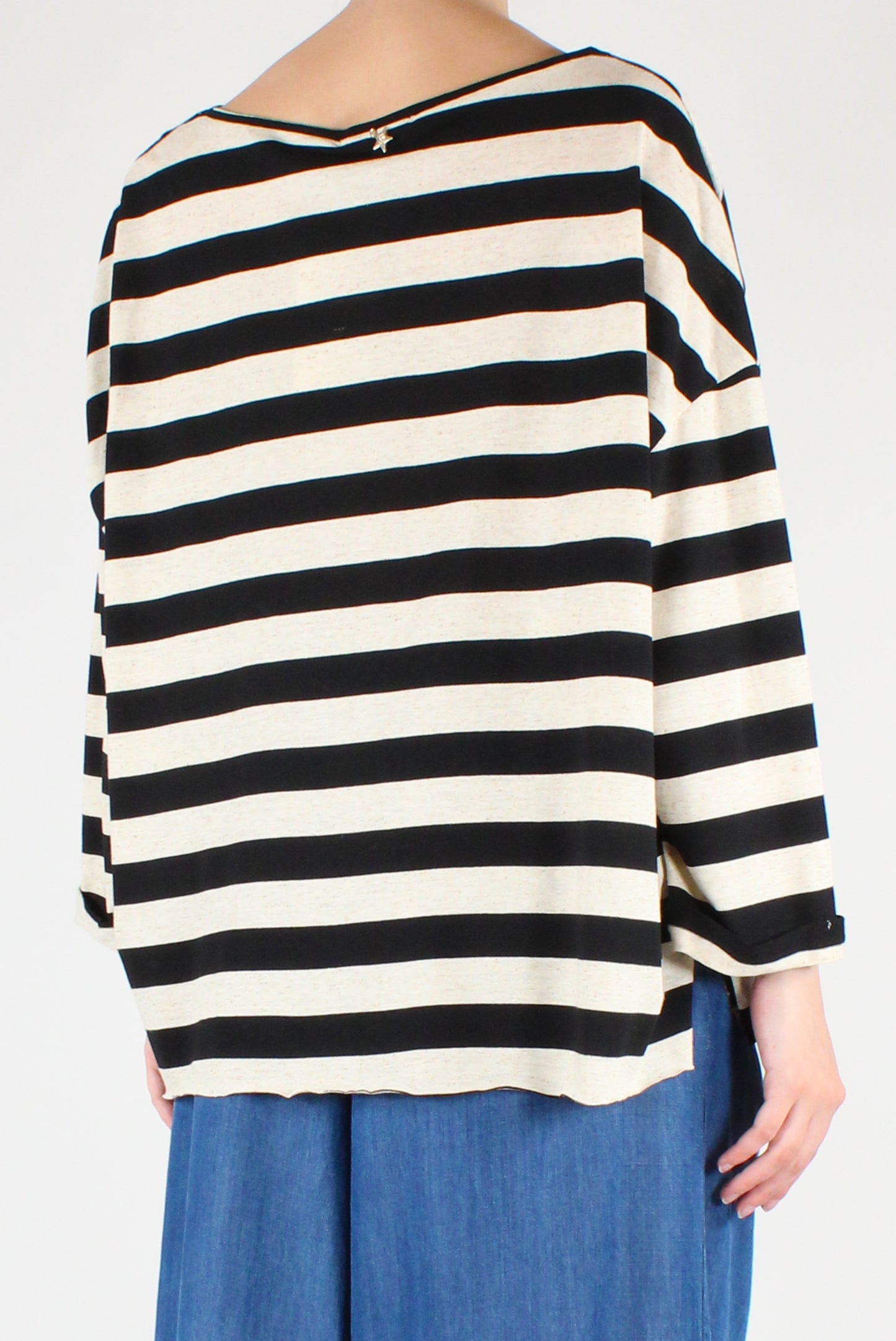 Oversized Striped Long-Sleeve T-Shirt