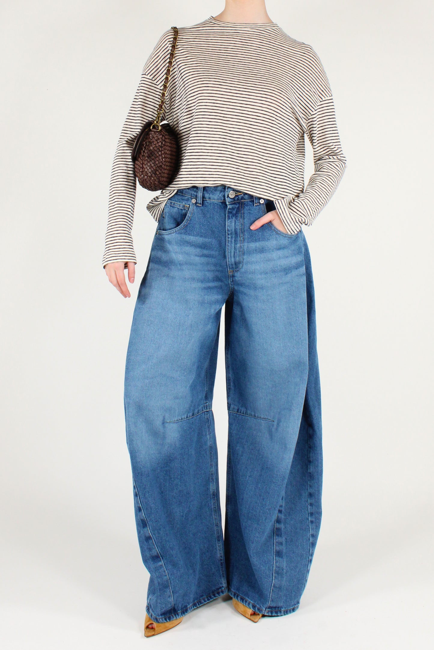 Maglia a Righe in Misto Lino