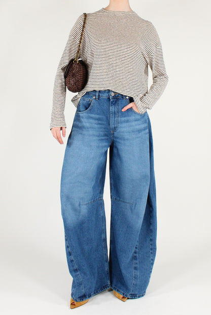 Maglia a Righe in Misto Lino