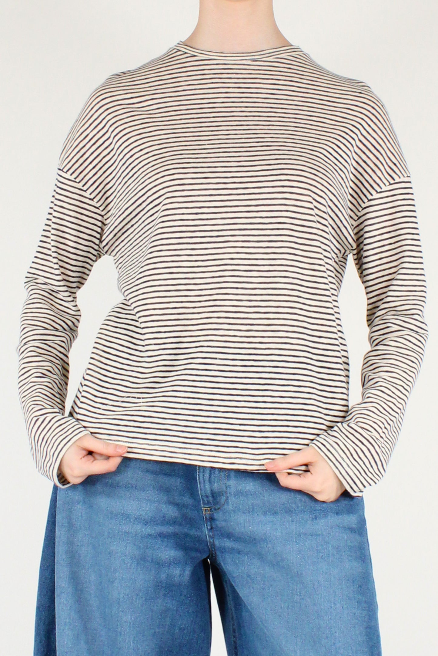 Maglia a Righe in Misto Lino