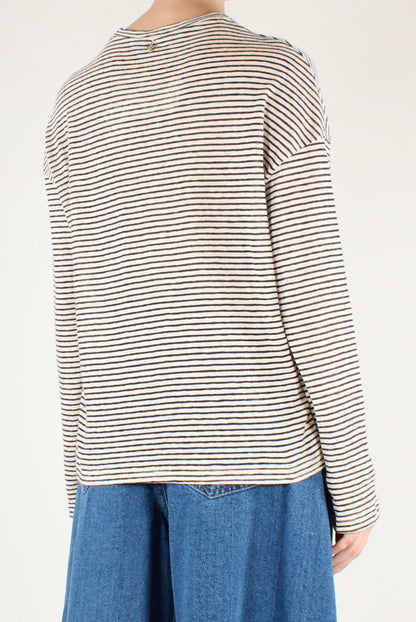 Maglia a Righe in Misto Lino