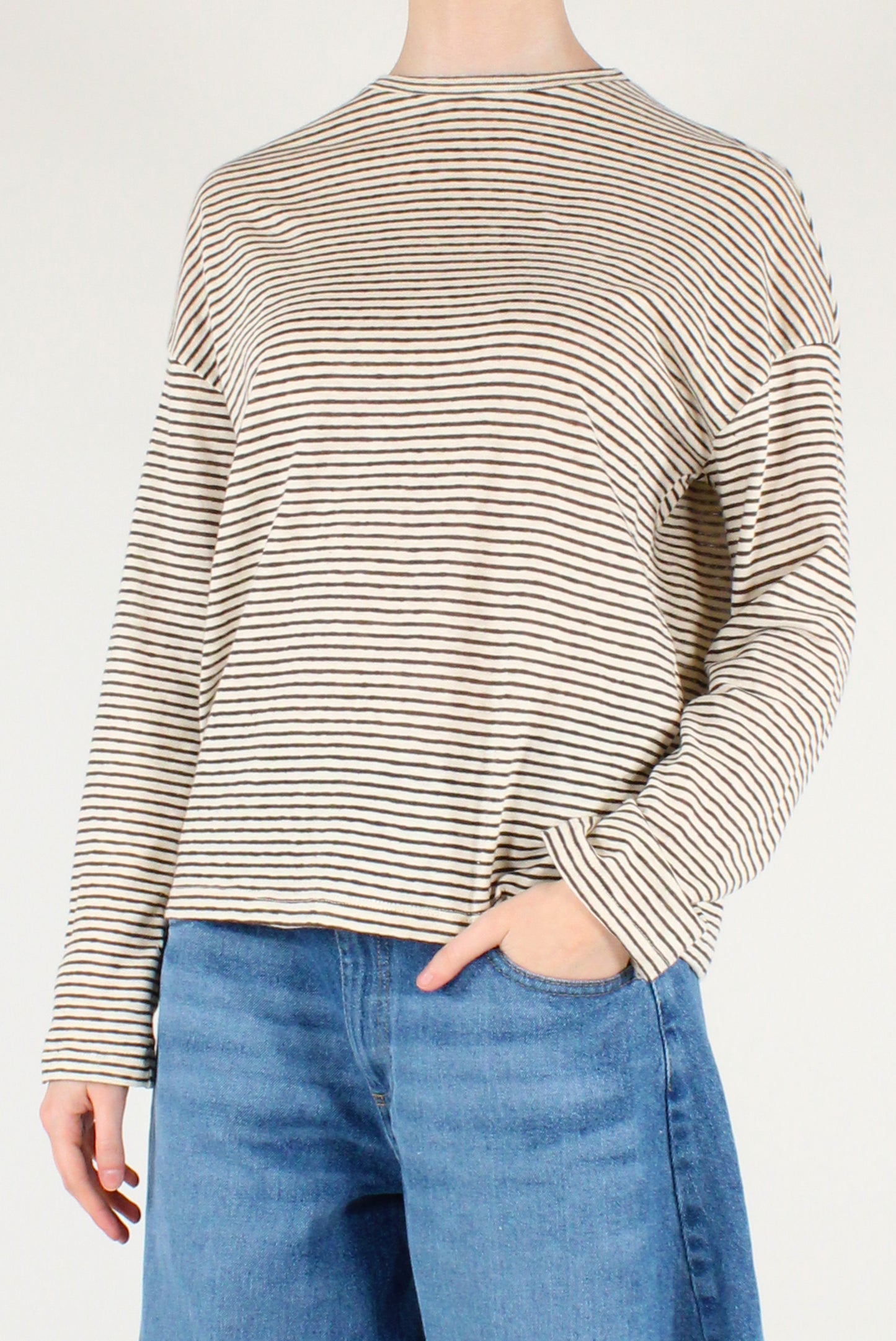 Maglia a Righe in Misto Lino