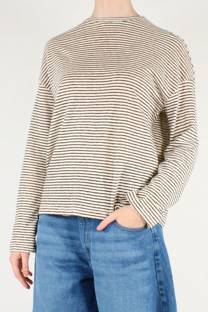 Maglia a Righe in Misto Lino