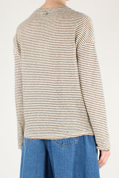 Maglia a Righe in Misto Lino