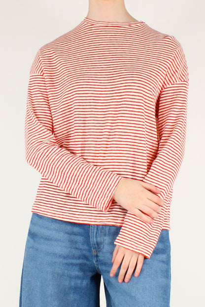 Maglia a Righe in Misto Lino